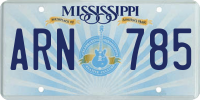MS license plate ARN785