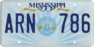 MS license plate ARN786