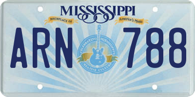 MS license plate ARN788