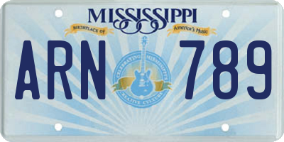 MS license plate ARN789