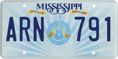 MS license plate ARN791