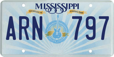 MS license plate ARN797