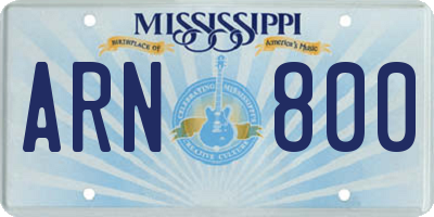 MS license plate ARN800
