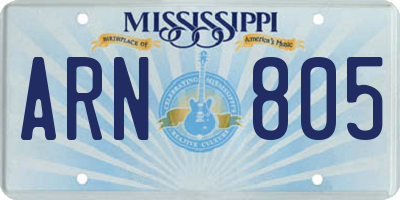 MS license plate ARN805