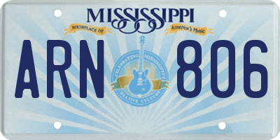 MS license plate ARN806