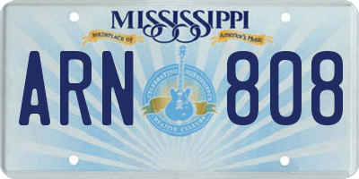 MS license plate ARN808