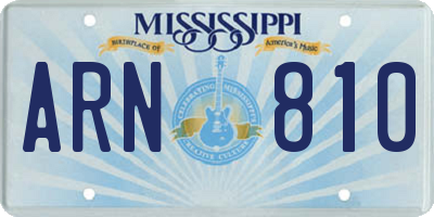 MS license plate ARN810