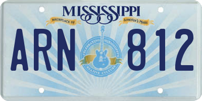 MS license plate ARN812