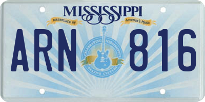 MS license plate ARN816