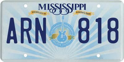 MS license plate ARN818
