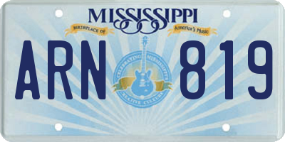 MS license plate ARN819