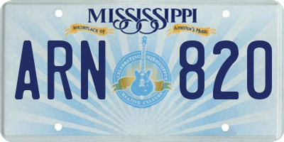 MS license plate ARN820