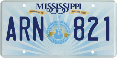 MS license plate ARN821
