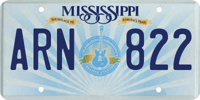 MS license plate ARN822