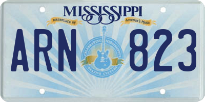 MS license plate ARN823