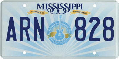 MS license plate ARN828