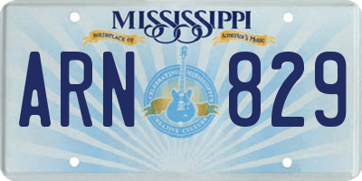 MS license plate ARN829