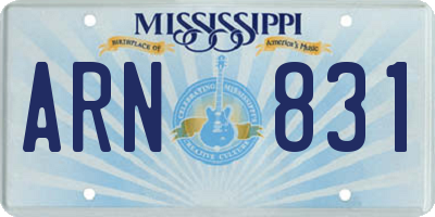 MS license plate ARN831