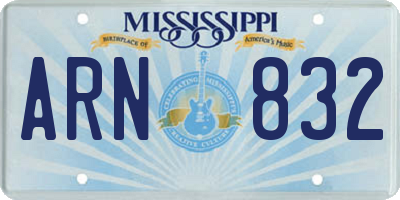 MS license plate ARN832