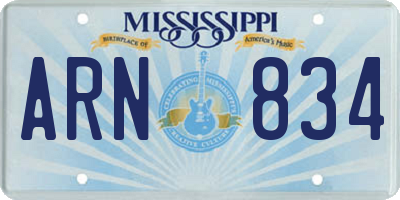 MS license plate ARN834