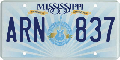 MS license plate ARN837