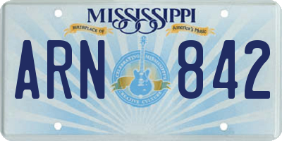 MS license plate ARN842
