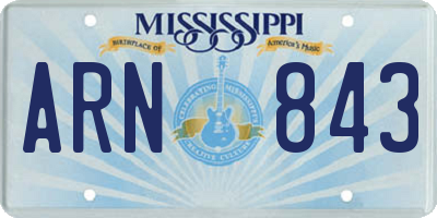 MS license plate ARN843