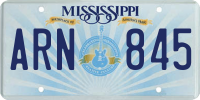 MS license plate ARN845