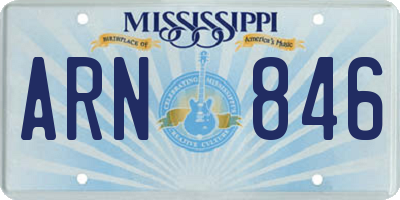 MS license plate ARN846