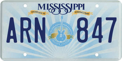 MS license plate ARN847