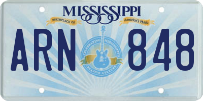 MS license plate ARN848