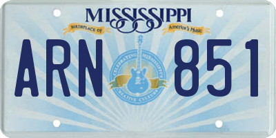 MS license plate ARN851