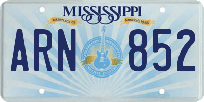 MS license plate ARN852