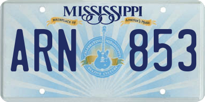 MS license plate ARN853