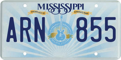 MS license plate ARN855
