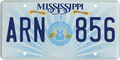 MS license plate ARN856