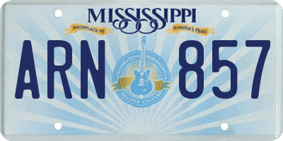 MS license plate ARN857