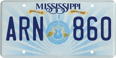 MS license plate ARN860