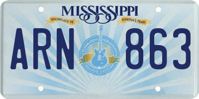 MS license plate ARN863