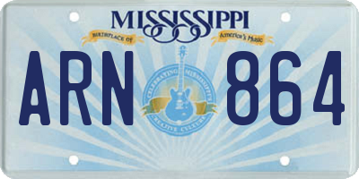 MS license plate ARN864
