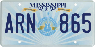MS license plate ARN865