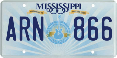 MS license plate ARN866