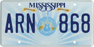 MS license plate ARN868