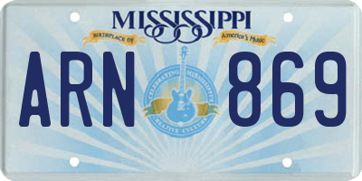 MS license plate ARN869