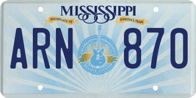 MS license plate ARN870