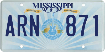 MS license plate ARN871