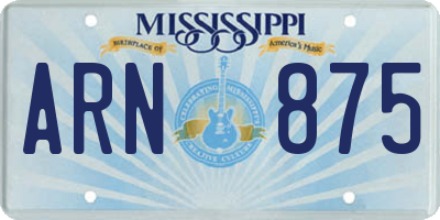 MS license plate ARN875