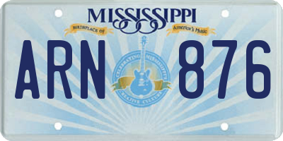 MS license plate ARN876