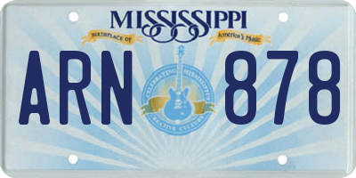 MS license plate ARN878