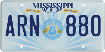 MS license plate ARN880